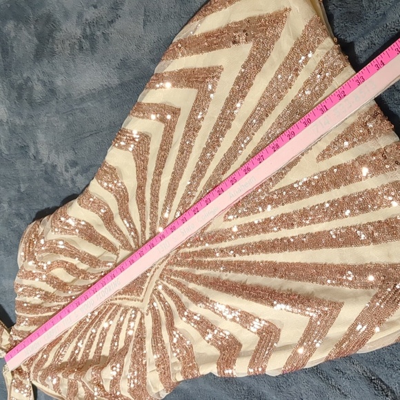 Fashion NOVA rose gold glittery Diva Vibes mini dress size Medium - Picture 11 of 12